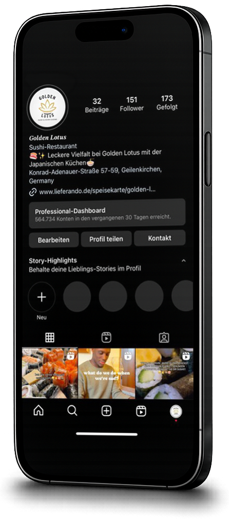 Golden Lotus Instagram-Profil auf dem Smartphone